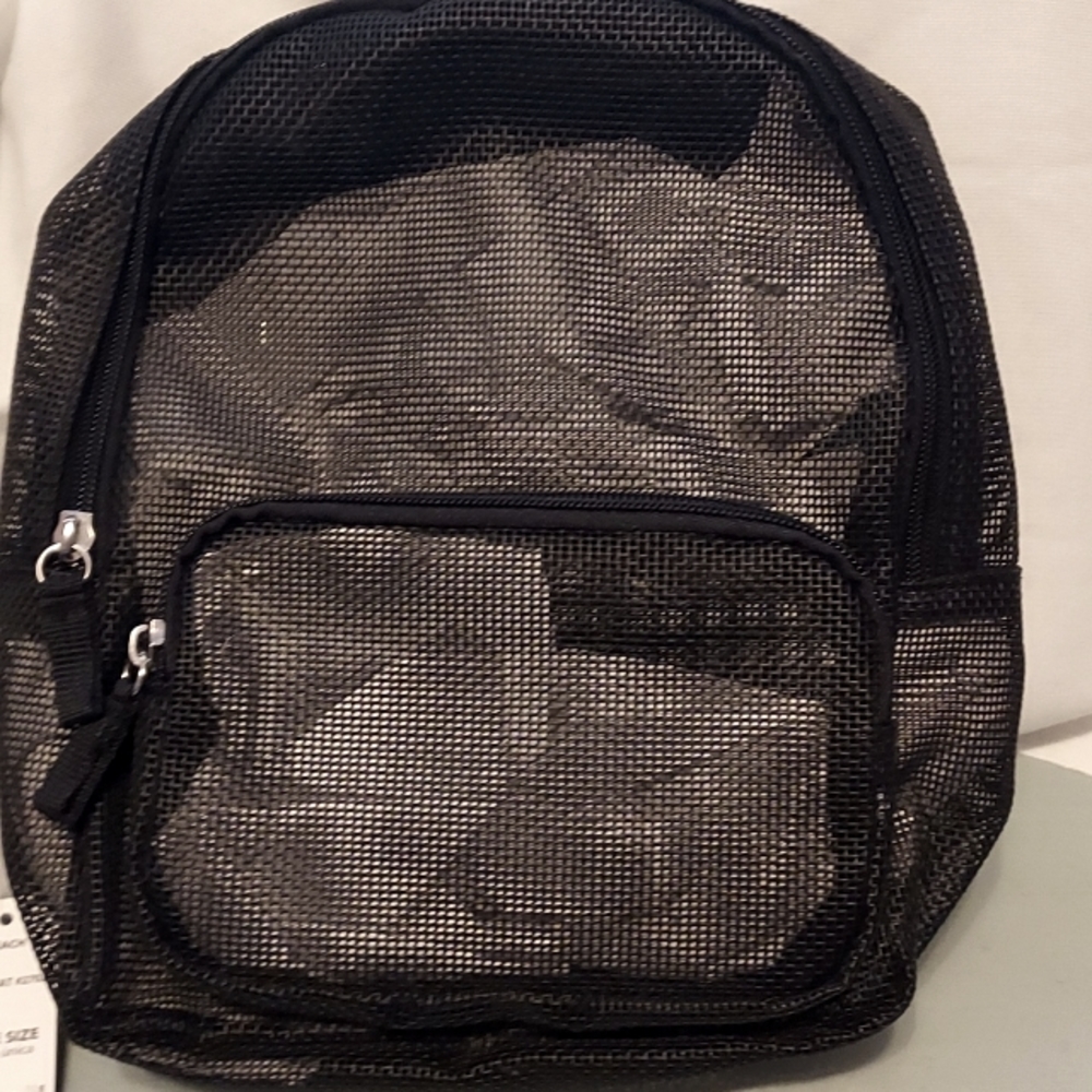 NEW NO BOUNDARIES BEACH MINI MESH BACKPACK  BLACK W/ A CUTE MESH CHANGE PURSE